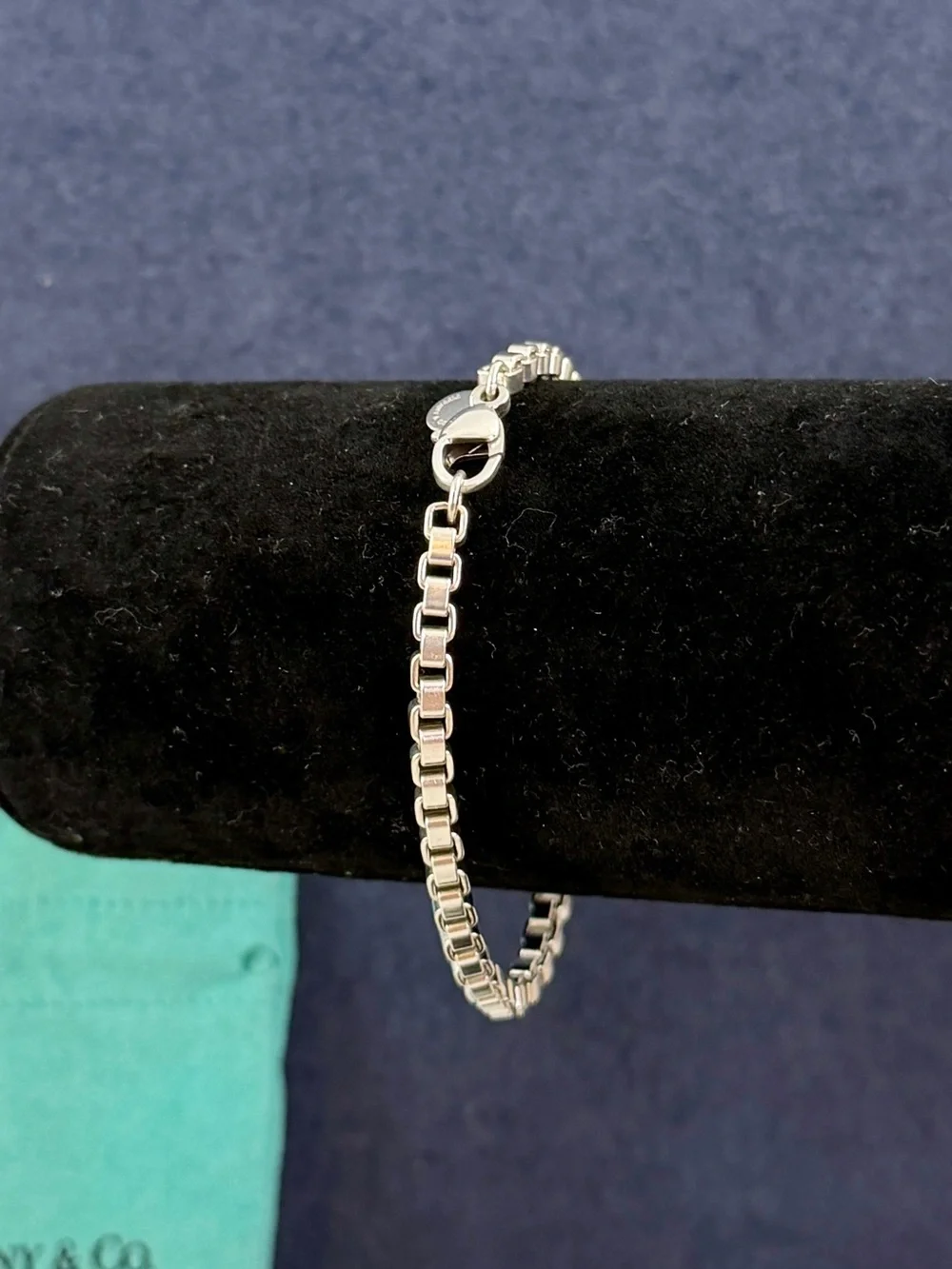 TIFFANY & CO. Sterling Silver Venetian Box Chain Bracelet 15.6g; 7.5” w/ COA